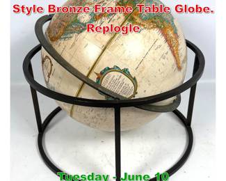 Lot 404 Mid Century Paul McCobb Style Bronze Frame Table Globe. Replogle