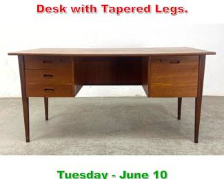 Lot 793 Danish Mid Century Modern Desk with Tapered Legs.