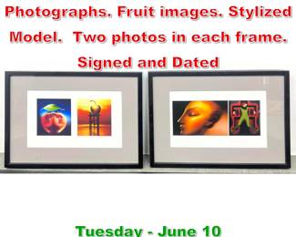 Lot 747 SAM HASKINS Photographs. Fruit images. Stylized Model. Two photos in each frame. Signed and Dated