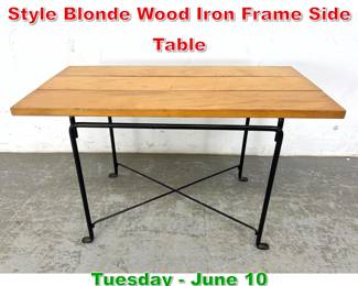 Lot 410 Mid Century Alan Gould Style Blonde Wood Iron Frame Side Table