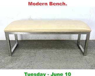 Lot 932 Chrome Frame Cream Vinyl Modern Bench.