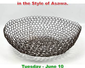 Lot 318 Twisted Metal wire Basket in the Style of Asawa.