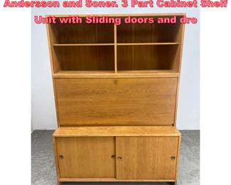 Lot 1380 Borge Mogensen for AB Karl Andersson and Soner. 3 Part Cabinet Shelf Unit with Sliding doors and dro