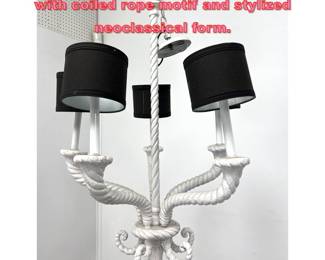 Lot 1132 Sirmos style Corde Chandelier with coiled rope motif and stylized neoclassical form.