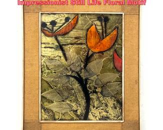 Lot 1225 Large Framed Back Glass Painted Impressionist Still Life Floral Motif