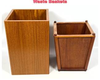 Lot 1141 2 pcs Danish Modern Teak Waste Baskets