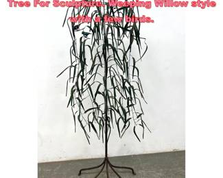 Lot 1472 Iron and Metal Painted Naturalist Tree For Sculpture. Weeping Willow style with a few birds.