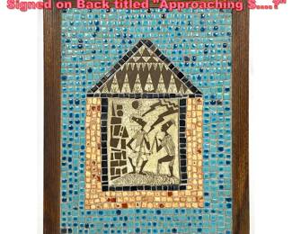 Lot 1309 David Holleman mosaic framed. Signed on Back titled Approaching S....