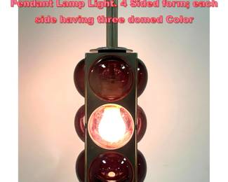 Lot 1115 Small Modernist Unusual Hanging Pendant Lamp Light. 4 Sided form each side having three domed Color