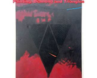 Lot 1139 Large Abstract Acrylic on Canvas Painting. Diamond and Triangles