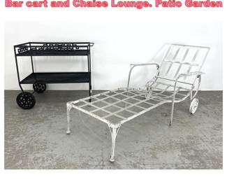 Lot 1473 2pcs Salterini Garden Furniture. Bar cart and Chaise Lounge. Patio Garden