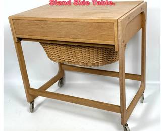 Lot 1338 Danish Modern Teak Sewing Stand Side Table.