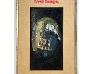 Lot 1241 Modernist Abstract Painting. Oval image.