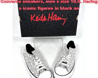 Lot 1076 Keith Haring limited edition Converse sneakers, men s size 10.5. Haring s iconic figures in black an