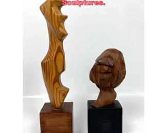 Lot 1008 2pcs Artisan wood Carving Sculptures.