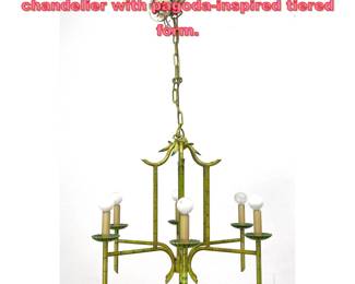 Lot 1345 Asian style metal faux bamboo chandelier with pagodainspired tiered form.