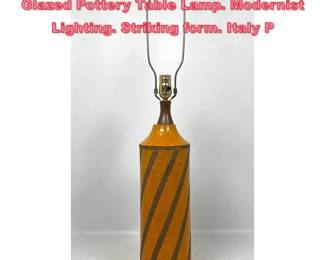 Lot 1307 Italian Rosenthal Netter style Glazed Pottery Table Lamp. Modernist Lighting. Striking form. Italy P