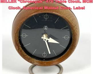 Lot 1078 GEORGE NELSON for HOWARD MILLER Chronopak 476 Table Clock. MCM Clock. Spherical Walnut Case. Label