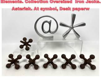 Lot 1429 8pc Metal Modern Design Elements. Collection Oversized Iron Jacks. Asterisk. At symbol, Desk paperw