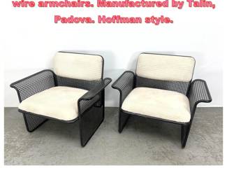 Lot 1499 Pair Vintage Italian postmodern wire armchairs. Manufactured by Talin, Padova. Hoffman style.