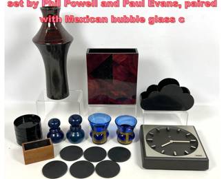 Lot 1456 16pcs Harpswell House coaster set by Phil Powell and Paul Evans, paired with Mexican bubble glass c
