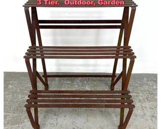 Lot 1506 Vintage Rusty Metal Plant Stand. 3 Tier. Outdoor, Garden