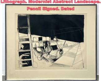 Lot 1211 JOHN HULTBERG 1956 Lithograph. Modernist Abstract Landscape. Pencil Signed. Dated