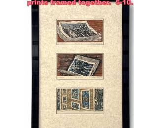 Lot 1256 Walter D Souza Set of 3 woodcut prints framed together. 510.