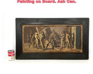 Lot 1145 WPA Style Figural Impressionists Painting on Board. Ash Can.