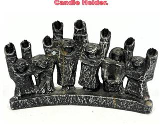 Lot 1050 Ellen Lord Figural Metal Menorah Candle Holder.