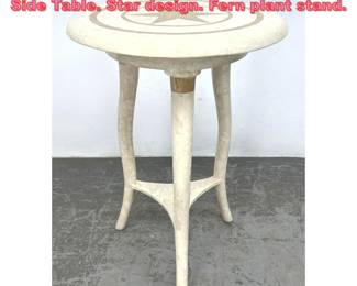 Lot 1306 Maitland Smith Tessellated Stone Side Table. Star design. Fern plant stand. 