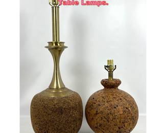 Lot 1328 2pcs Mid Century Modern Cork Table Lamps. 