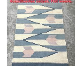 Lot 1427 4 5 X 6 10 blue and white Scandinavian carpet. Flat weave. 