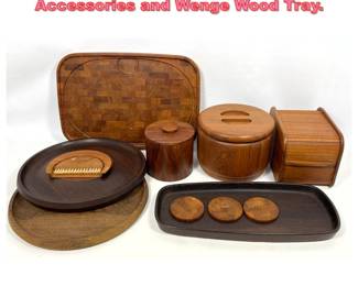 Lot 1449 Danish Modern Denmark Teak Accessories and Wenge Wood Tray.