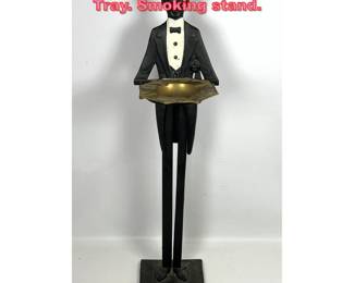 Lot 1043 Cast Iron Standing Butler Ash Tray. Smoking stand.