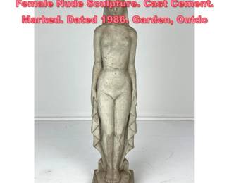 Lot 1503 ZEIDLERCAST INC Art Deco style Female Nude Sculpture. Cast Cement. Marked. Dated 1986. Garden, Outdo