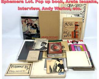 Lot 1451 Mid Century Modern Book Ephemera Lot. Pop up book, Arata Isozaka, Interview, Andy Warhol, etc.