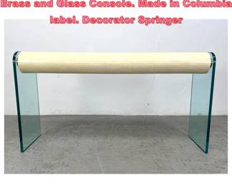 Lot 1016 Enrique Garcia Tessellated Bone, Brass and Glass Console. Made in Columbia label. Decorator Springer