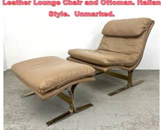 Lot 1342 Mid Century Saporiti Style Leather Lounge Chair and Ottoman. Italian Style. Unmarked.