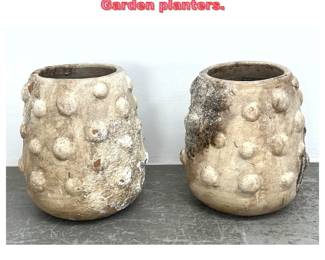 Lot 1483 Pair Terra cotta Bumpy Pots. Garden planters.
