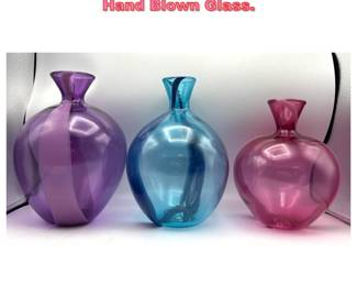 Lot 1183 3pcs Glassboss Art Glass Vases. Hand Blown Glass.