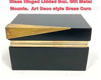 Lot 1066 Cenedese style Black Amethyst Glass Hinged Lidded Box. Gilt Metal Mounts. Art Deco style Brass Corn