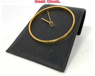 Lot 1007 West German Brass and Leather Desk Clock.