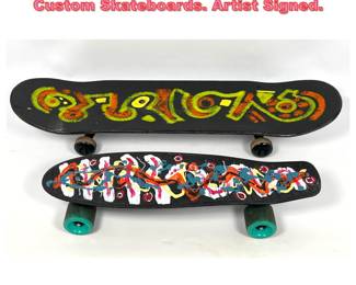Lot 1442 2pc DENNIS SAKELSON Original Custom Skateboards. Artist Signed.