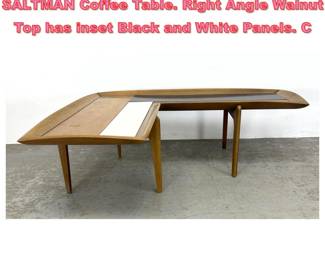 Lot 1286 JOHN KEAL for BROWN SALTMAN Coffee Table. Right Angle Walnut Top has inset Black and White Panels. C