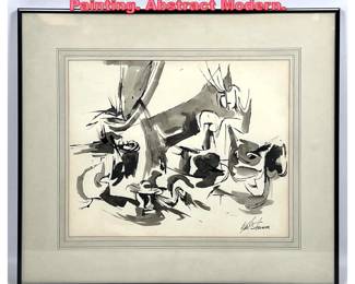 Lot 1037 Karl Sherman India Ink Drawing Painting. Abstract Modern.