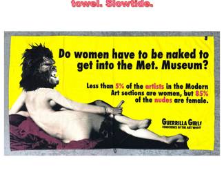 Lot 1184 Large Guerrilla girls beach towel. Slowtide.