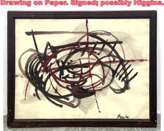 Lot 1123 Signed Abstract Watercolor Drawing on Paper. Signed possibly Higgins.