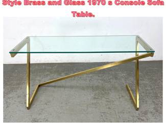 Lot 1364 DESIGN INSTITUTE of AMERICA Style Brass and Glass 1970 s Console Sofa Table.