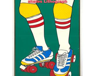 Lot 1129 Vintage Framed Pop Art Roller skates Lithograph